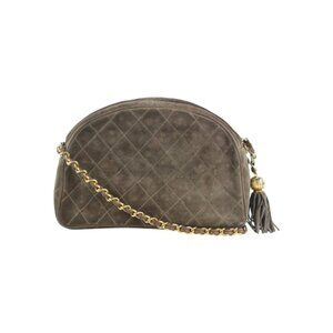 Chanel Quilted Brown Suede Fringe Tassel Camera